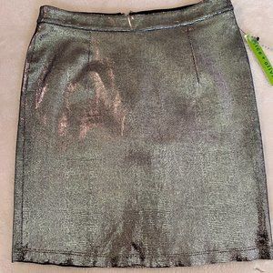 Silver stretch snakeskin embossed mini skirt